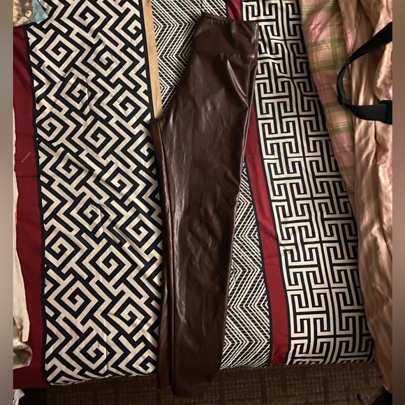 STREETWEAR SOCIETY Brown Faux-Leather Pants/Tights - Picture 3 of 3